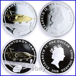 Cook Islands set of 5 coins Antonov Aircrafts gilded silver coins 2008
