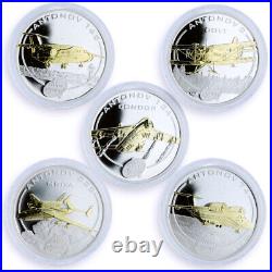 Cook Islands set of 5 coins Antonov Aircrafts gilded silver coins 2008