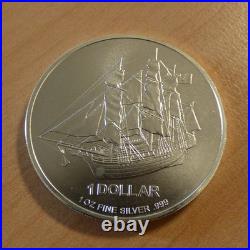 Cook islands $1 Bounty 2010 silver 99.9% 1 oz silver coin, within a zip (argent)