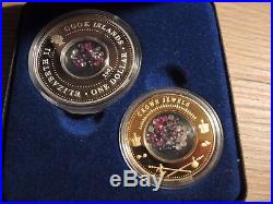 Cook islands (2002) 100$ Gold & 1$ Silver Locket coin set Crown jewels