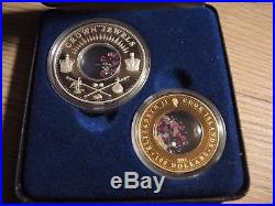 Cook islands (2002) 100$ Gold & 1$ Silver Locket coin set Crown jewels