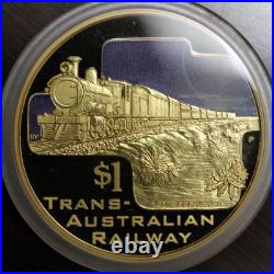 Cook islands 2004 Great Rail Journeys set of gold plated silver coins & shipper