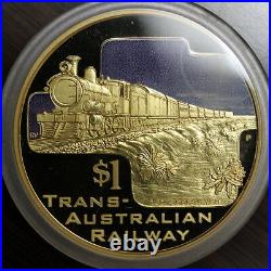 Cook islands 2004 Great Rail Journeys set of gold plated silver coins & shipper