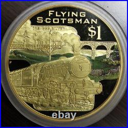 Cook islands 2004 Great Rail Journeys set of gold plated silver coins & shipper