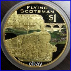 Cook islands 2004 Great Rail Journeys set of gold plated silver coins & shipper