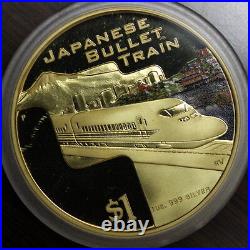 Cook islands 2004 Great Rail Journeys set of gold plated silver coins & shipper