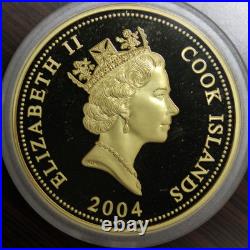 Cook islands 2004 Great Rail Journeys set of gold plated silver coins & shipper