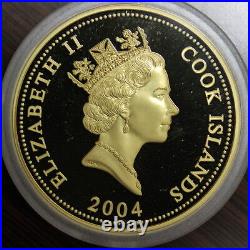 Cook islands 2004 Great Rail Journeys set of gold plated silver coins & shipper