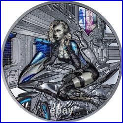 Cyber Queen The Beginning 3 oz Black Proof Silver Coin 20$ Cook Islands 2023