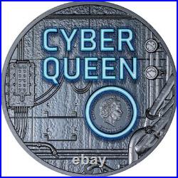 Cyber Queen The Beginning 3 oz Black Proof Silver Coin 20$ Cook Islands 2023