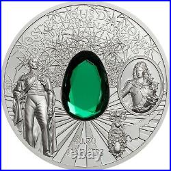 DRESDEN GREEN DIAMOND Most Famous Diamond 2 Oz Silver Coin 10$ Cook Islands 2017