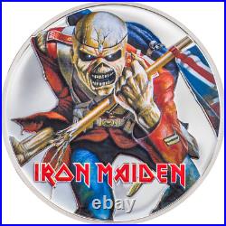 EDDIE THE TROOPER Iron Maiden 1oz Silver Coin $5 Cook Islands 2023