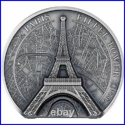 EIFFEL TOWER Historical Monuments 2 Oz Silver Coin $10 Cook Islands 2024