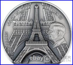 EIFFEL TOWER Historical Monuments 2 Oz Silver Coin 10$ Cook Islands 2024