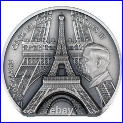 EIFFEL TOWER Historical Monuments 2 Oz Silver Coin $10 Cook Islands 2024