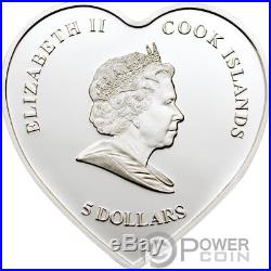 EVERLASTING LOVE Heart Shaped Silver Coin 5$ Cook Islands 2008