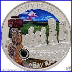 Easter Island Rapa Nui Moai Silver Coin 5$ Cook Islands 2014