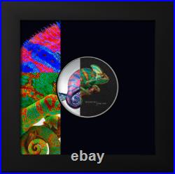 Eclectic Nature. Chameleon. Cook Islands 5$ 2023 99,9% silver coin, 1 oz