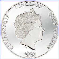 Eclectic Nature. Chameleon. Cook Islands 5$ 2023 99,9% silver coin, 1 oz