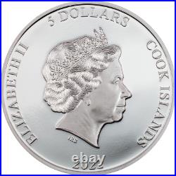Eclectic Nature. Roller Cook Islands 5$ 2022 antque finish silver coin 1 oz