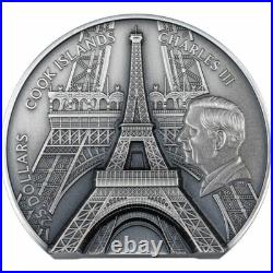 Eiffel Tower Historical Monuments 2 oz Silver Coin 10$ Cook Islands 2024