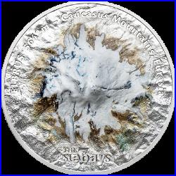 Elbrus Seven Summits 5oz BU Silver Coin 25 $ Cook Island 2021