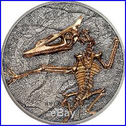 Evolution of Life Pterosaur 1oz Silver Coin Antiqued Gold Gilded CI 2018