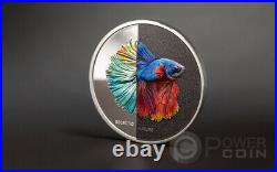 FIGHTING FISH Eclectic Nature 1 Oz Silver Coin 5$ Cook Islands 2021