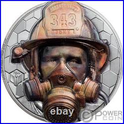 FIREFIGHTER Real Heroes 3 Oz Silver Coin 20$ Cook Islands 2021