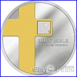 FOUR GOSPELS Holy Bible Nano Chip 1 Oz Silver Coin 5 Dollars Cook Islands 2016