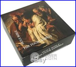FOUR GOSPELS Holy Bible Nano Chip 1 Oz Silver Coin 5 Dollars Cook Islands 2016