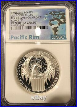 Fantastic Beasts 2017 Cook Islands PF70 Ultra Cameo Pacific Rim 1 Oz Silver Coin
