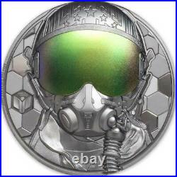 Fighter Pilot Real Heroes 3 oz Black Proof Silver Coin 20$ Cook Islands 2020