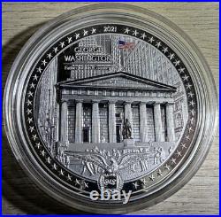 GEORGE WASHINGTON An American Life 5 Oz Silver Coin $25 Cook Islands 2021 GEORGE WASHINGTON An American Life 5 Oz Silver Coin $25 Cook Islands 2021
