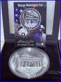 GEORGE WASHINGTON An American Life 5 Oz Silver Coin $25 Cook Islands 2021 GEORGE WASHINGTON An American Life 5 Oz Silver Coin $25 Cook Islands 2021