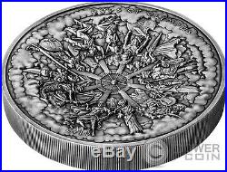 GODS OF OLYMPUS Multiple Layer Relief 1 Kilo Silver Coin 50$ Cook Islands 2016