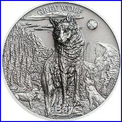 GREY WOLF 1 oz Silver Ultra high relief coin $5 Palau 2020