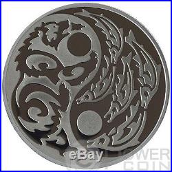 GRIZZLY SALMON Predator Prey Yin Yang Palladium Silver Coin 5$ Cook Islands 2015