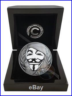 GUY FAWKES MASK Anonymous V for Vendetta 1oz Silver Coin 2016 Cook Islands