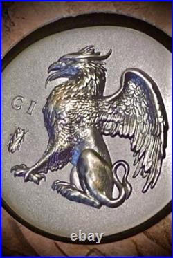 Gryphon 1 oz ultra high relief silver coin antiqued Cook Islands 2024