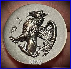 Gryphon 1 oz ultra high relief silver coin antiqued Cook Islands 2024