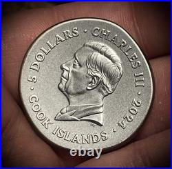 Gryphon 1 oz ultra high relief silver coin antiqued Cook Islands 2024