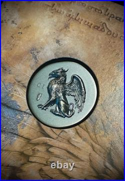 Gryphon 1 oz ultra high relief silver coin antiqued Cook Islands 2024