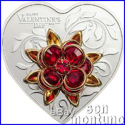 HAPPY VALENTINE’S DAY Silver Proof Heart Shaped Coin 2019 Cook Islands $5