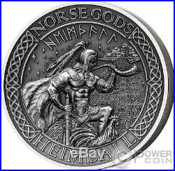 HEIMDALL Norse Gods High Relief 2 Oz Silver Coin 10$ Cook Islands 2016