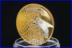 HONEY BEE Shades of Nature Silver Coin 5$ Cook Islands 2014