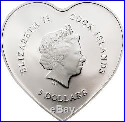 Happy Valentine ´s Day 5 $ Cook Islands Silver Proof Coin Heart Herz 2019