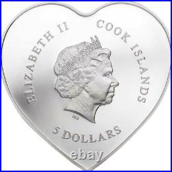 Happy Valentines Day Silver Hearts Proof Silver Coin 5$ Cook Islands 2021