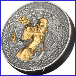 Hel The Norse Gods 2 oz Antique finish Silver Coin 1$ Cook Islands 2023