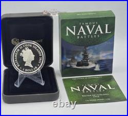 JUTLAND Famous Naval Battles 1916 Silver Coin Cook Islands 2010